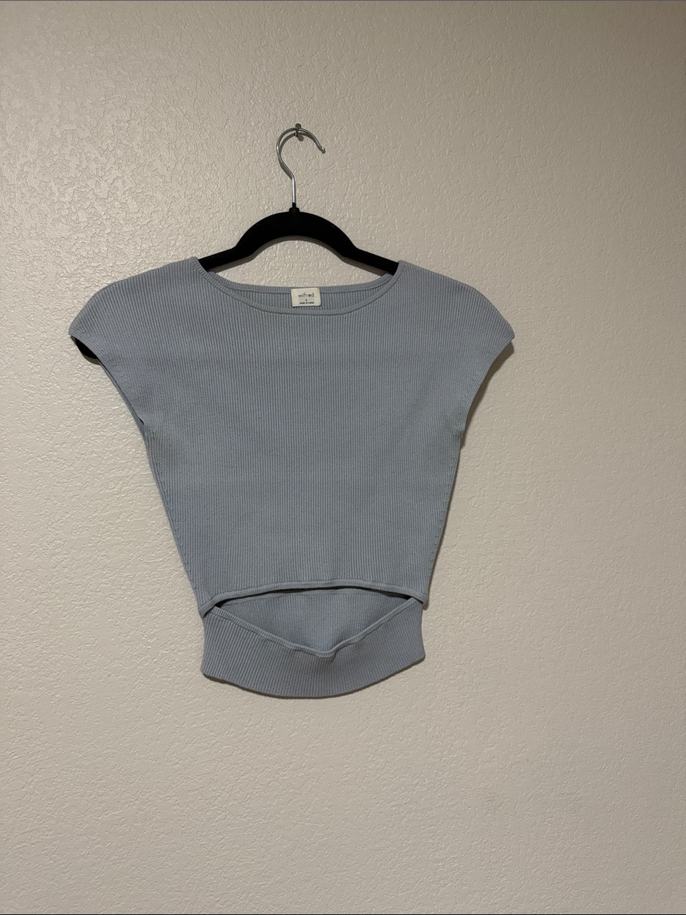 Wilfred Light Blue Ribbed Crop Top